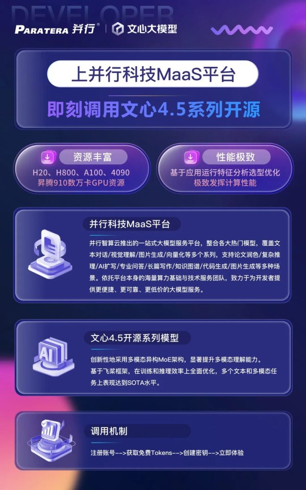 股E融 并行科技MaaS平台支持文心4.5系列开源模型调用